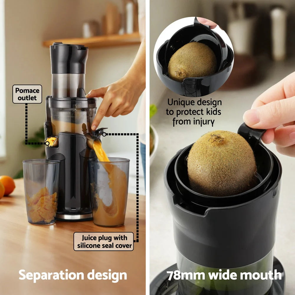 Devanti Slow Juicer Cold Press Fruit Juice Extractor 200W