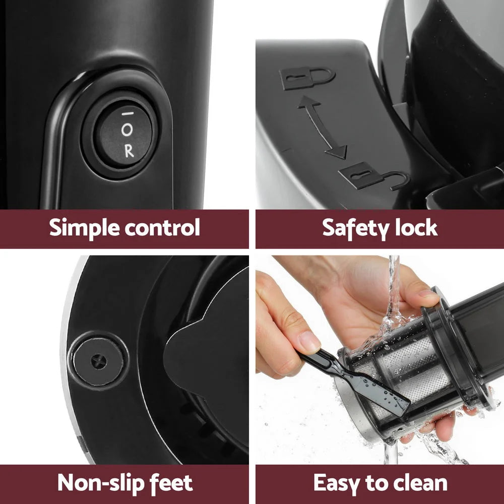 Devanti Slow Juicer Cold Press Fruit Juice Extractor 200W