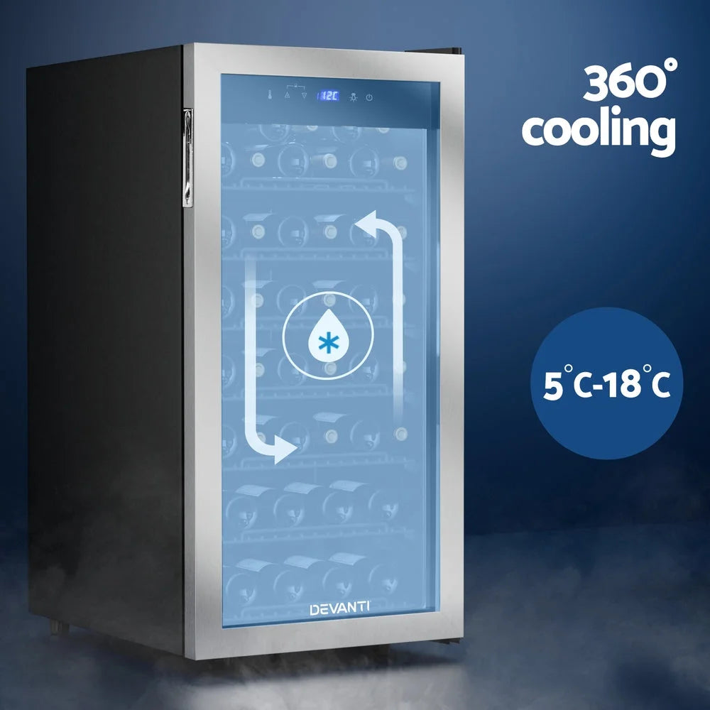 Devanti Wine Fridge Cooler 42 Bottles - Appliances >