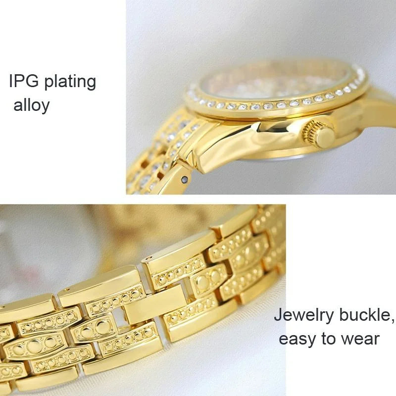 Diamond Chain Women Watch - Elegant and Stylish - Gold