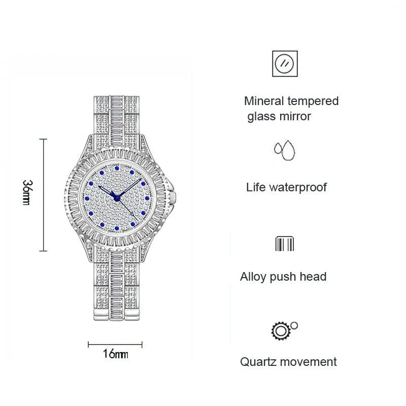 Diamond-inlaid Women Chain Watch - Elegant Jewelry - Gold