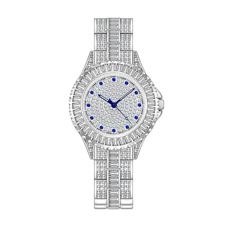 Diamond-inlaid Women Chain Watch - Elegant Jewelry - Silver