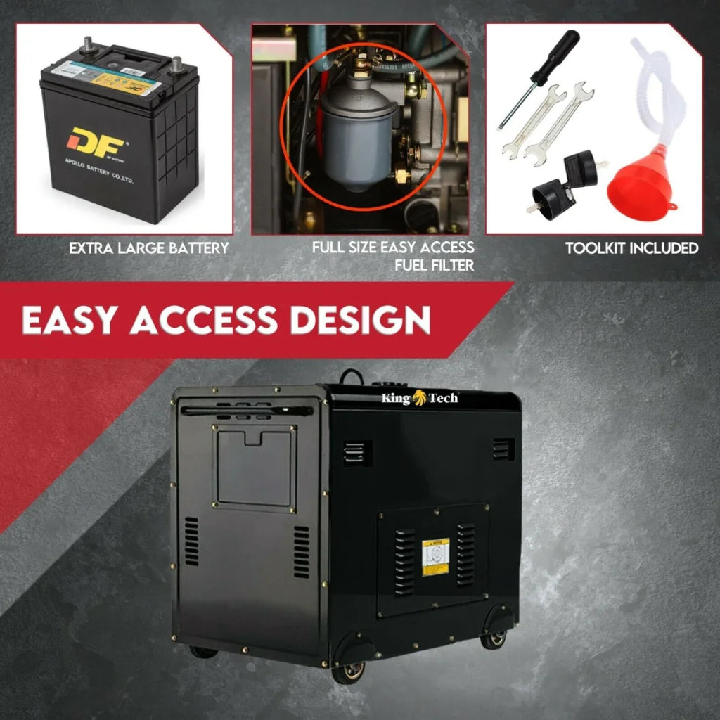 Diesel Generator 8.4kW Rated Single Phase 6kW 13HP Portable