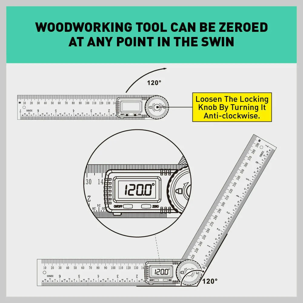 Digital Angle Finder Ruler Protractor 200mm Stainless Steel