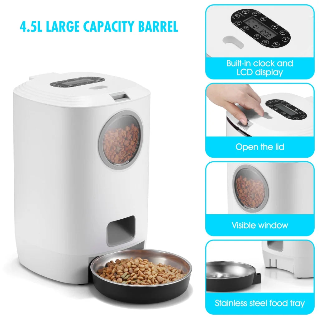 Digital Automatic Pet Feeder 4.5L Visible for Dog Cat