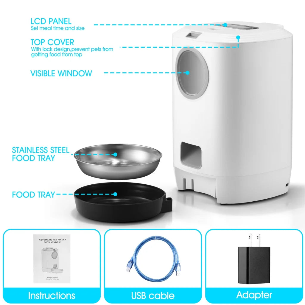 Digital Automatic Pet Feeder 4.5L Visible for Dog Cat