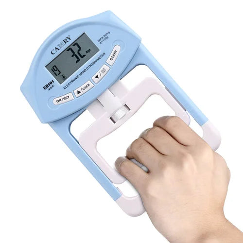 Digital dynamometer hand with tabletop context and item shape