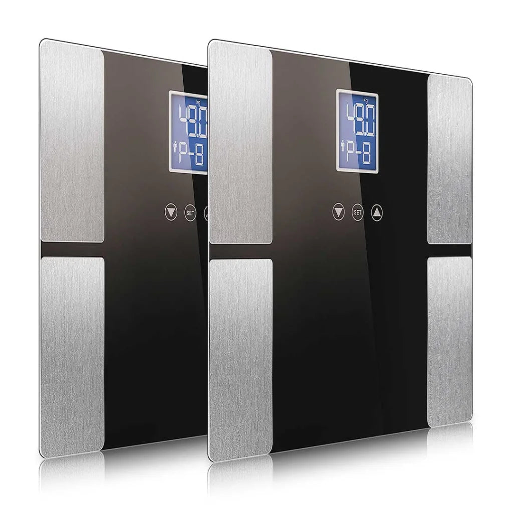 Digital Electronic LCD Bathroom Body Fat Scale 2X Weighing Scales Weight Monitor - Black - Premium