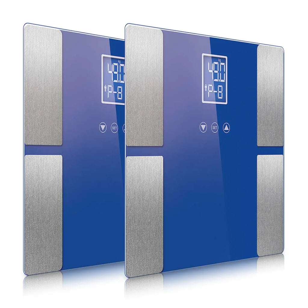 Digital Electronic LCD Bathroom Body Fat Scale 2X Weighing Scales Weight Monitor - Blue - Premium