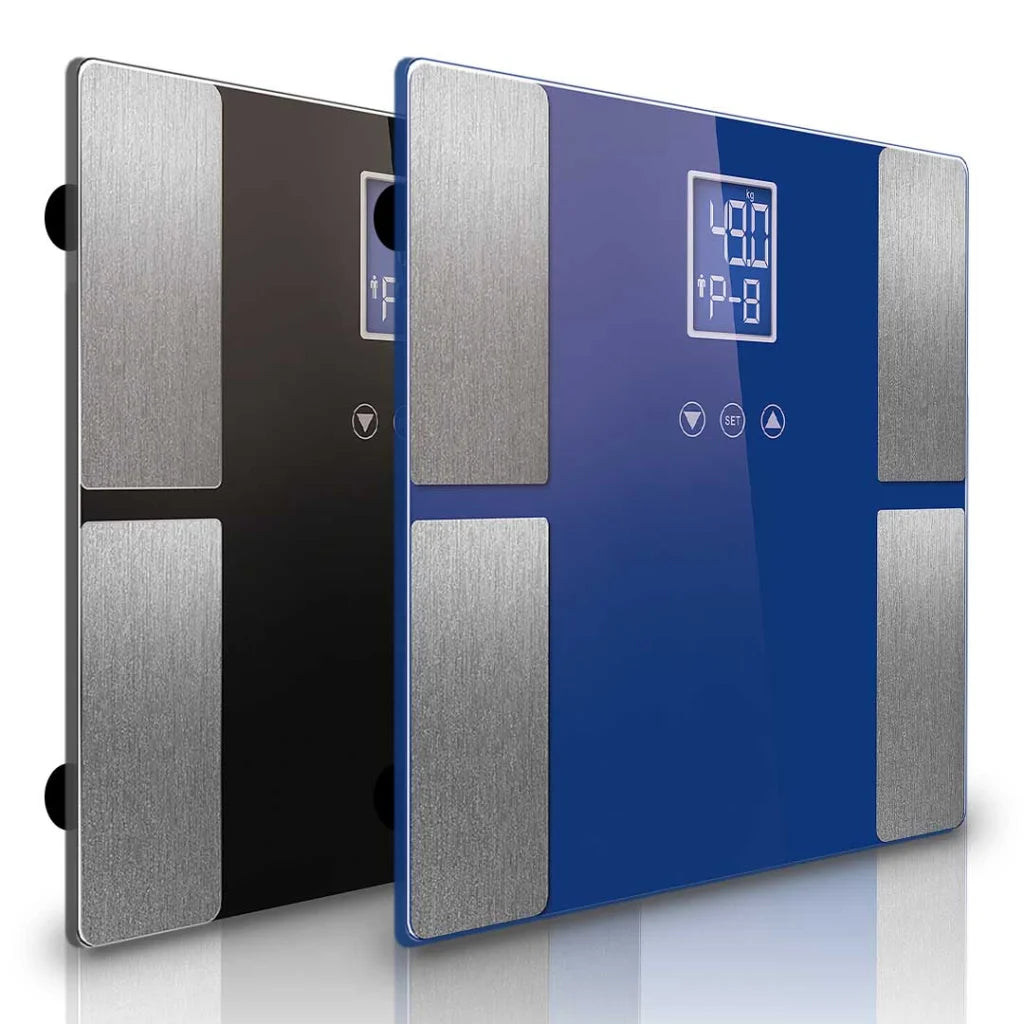 Digital Electronic LCD Bathroom Body Fat Scale Weighing Scales Monitor - Black/Blue - Premium