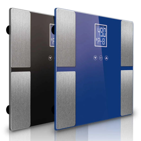 Digital Electronic LCD Bathroom Body Fat Scale Weighing Scales Monitor - Black/Blue - Premium