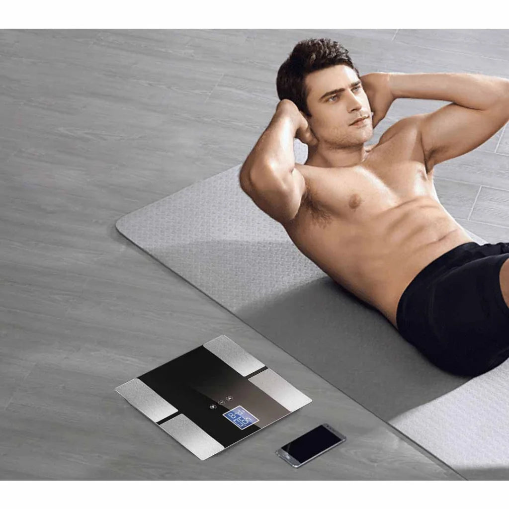 Digital Electronic LCD Bathroom Body Fat Scale Weighing Scales Weight Monitor - Black - Premium