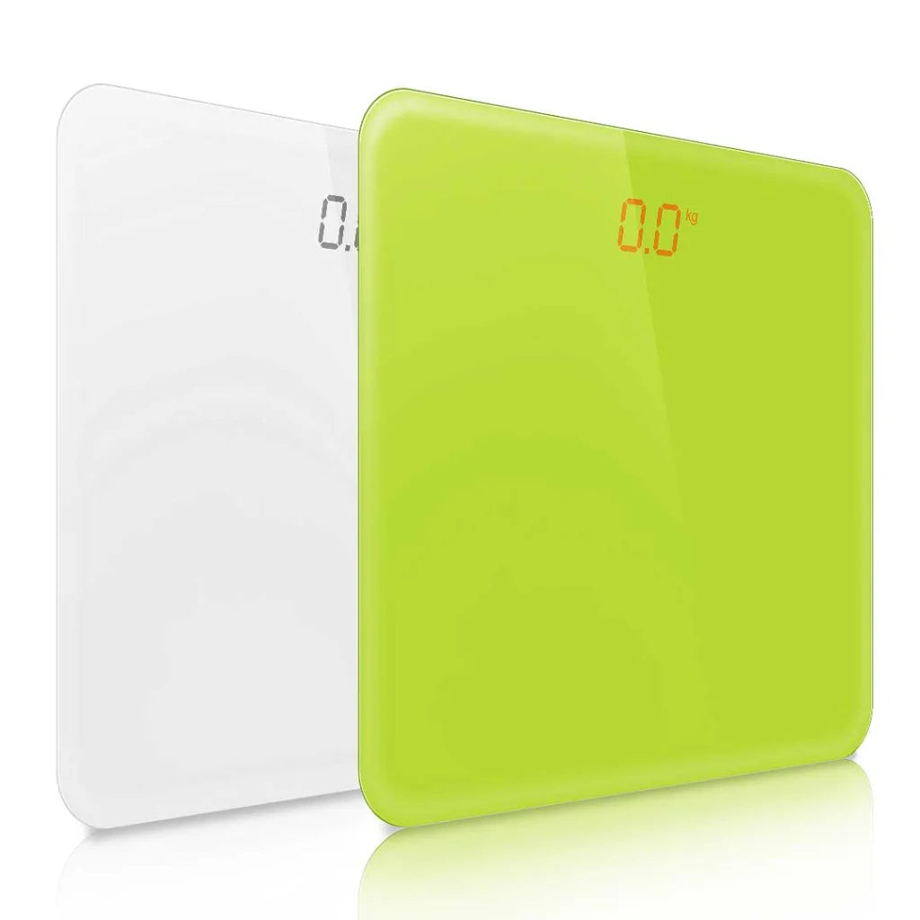 Digital Fitness Weight Scale 2X 180kg Bathroom Gym Body Glass LCD Electronic - White/Green - Premium