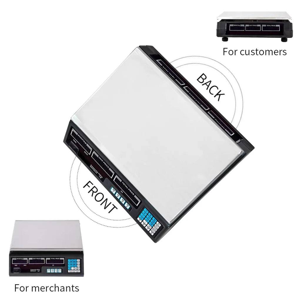 Digital Kitchen Scale Premium 40kg Commercial Electronic Weight Scale - White