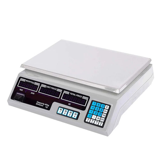 Digital Kitchen Scale Premium 40kg Commercial Electronic Weight Scale - White