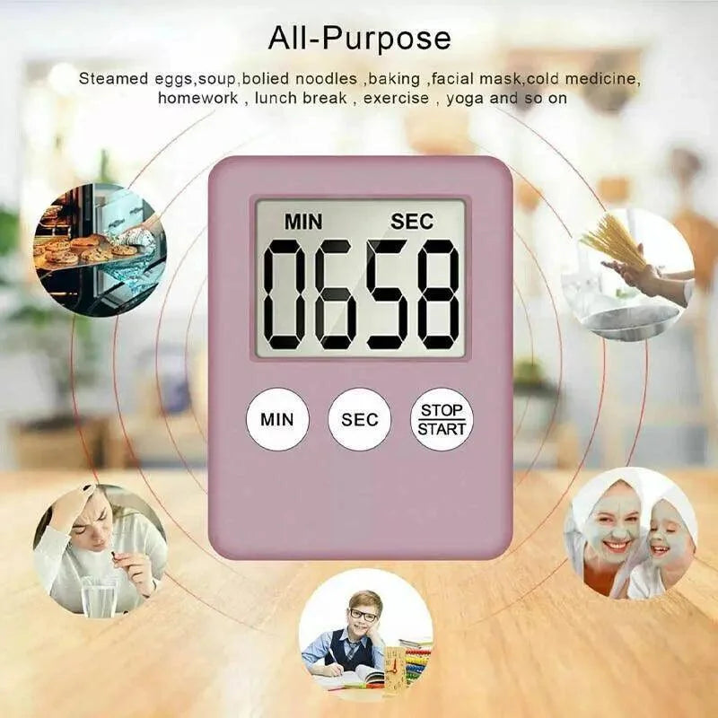 Digital Kitchen Timer with Back Mount LCD Countdown Display