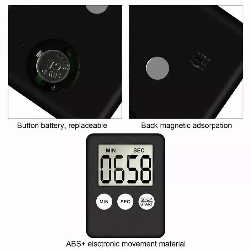 Digital Kitchen Timer with Back Mount LCD Countdown Display