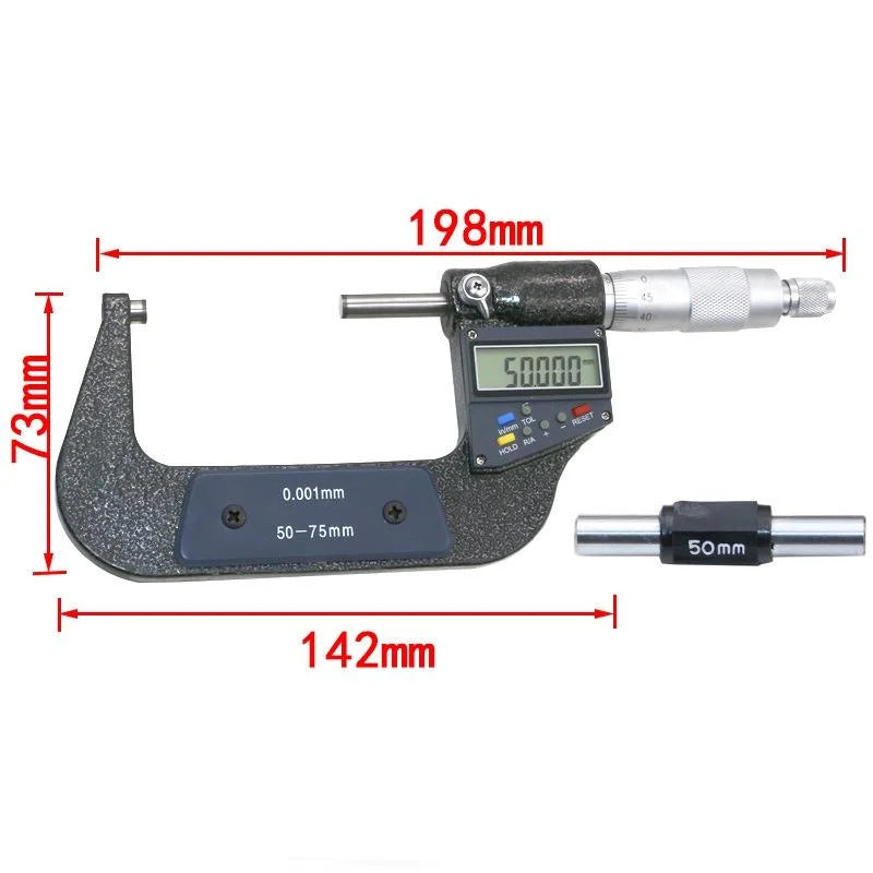 Digital Micrometer - 0.001mm Resolution 50-75mm Range