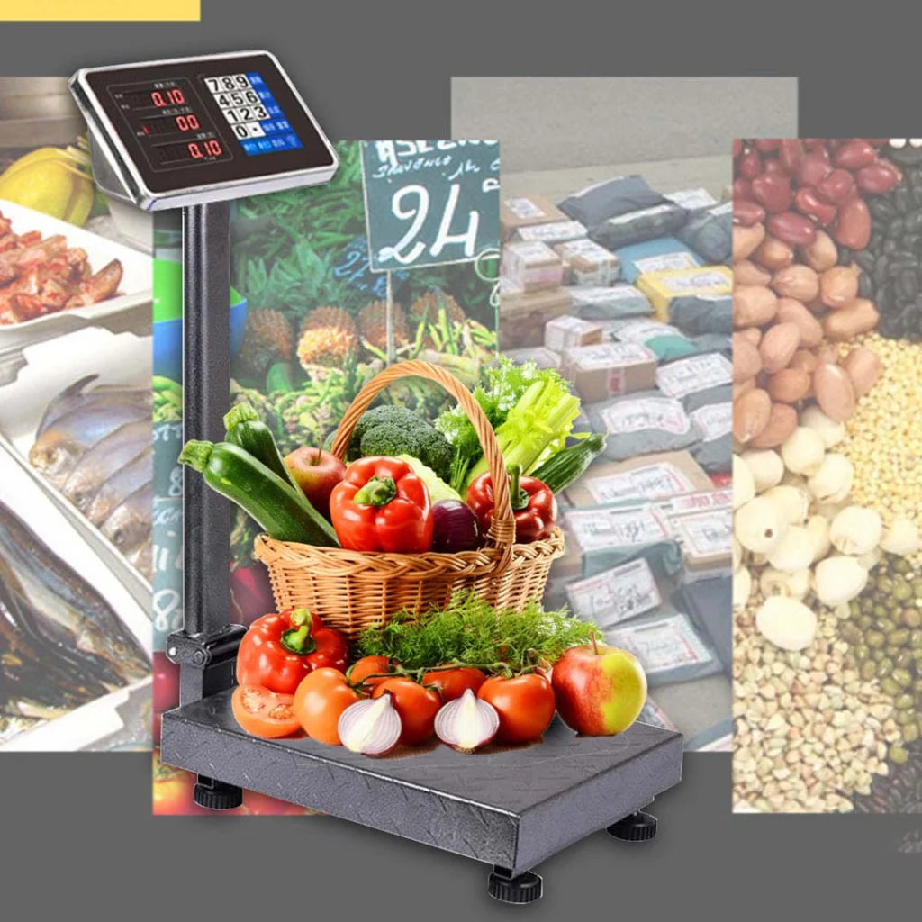 Digital Platform Scale Set Premium 2X 150kg Electronic Computing Shop Postal Weight - Black