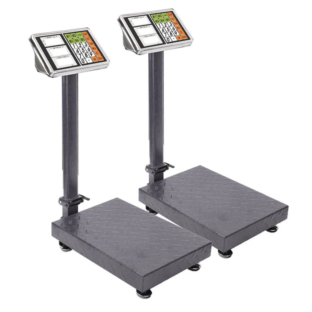 Digital Platform Scale Set Premium 2X 150kg Electronic Computing Shop Postal Weight - Black