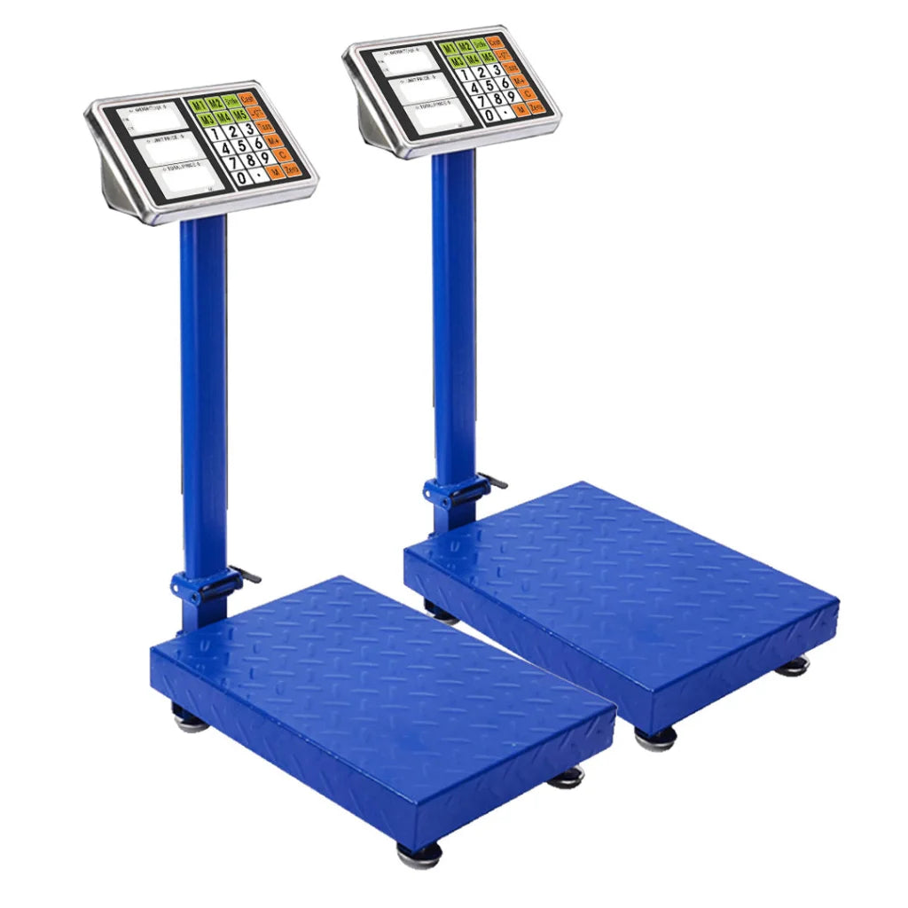 Digital Platform Scale Set Premium 2X 150kg Electronic Computing Shop Postal Weight - Blue