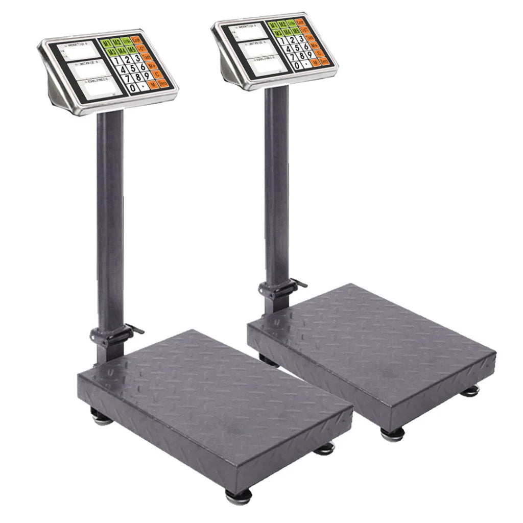 Digital Platform Scale Set Premium 2X 300kg Electronic Computing Shop Postal Weight - Black
