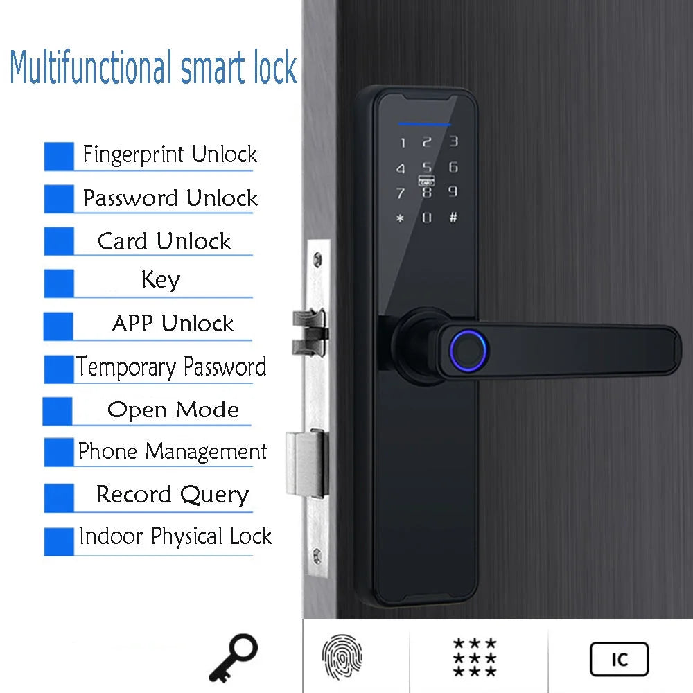 Digital Smart Door Lock Fingerprint APP Key Card Password