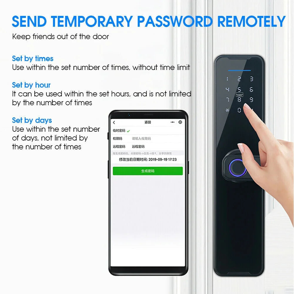 Digital Smart Door Lock Fingerprint APP Key Card Password