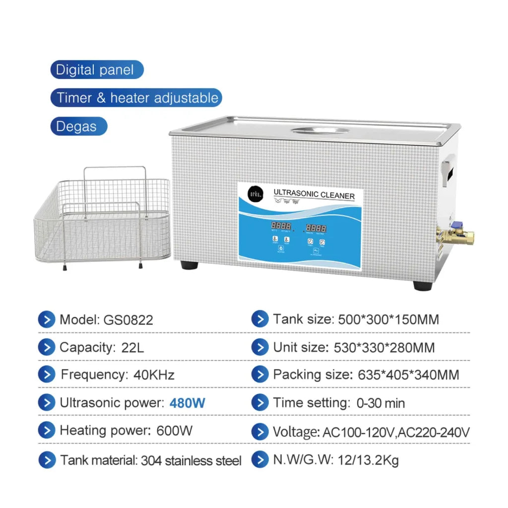 Digital Ultrasonic Cleaner 22L Jewelry Ultra Sonic Bath