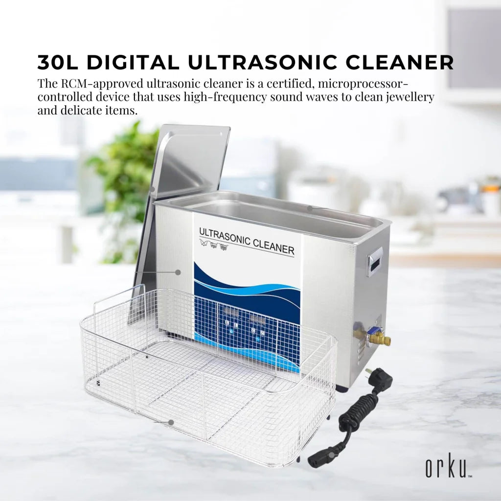 Digital Ultrasonic Cleaner 30L Jewelry Ultra Sonic Bath Degas Parts Cleaning