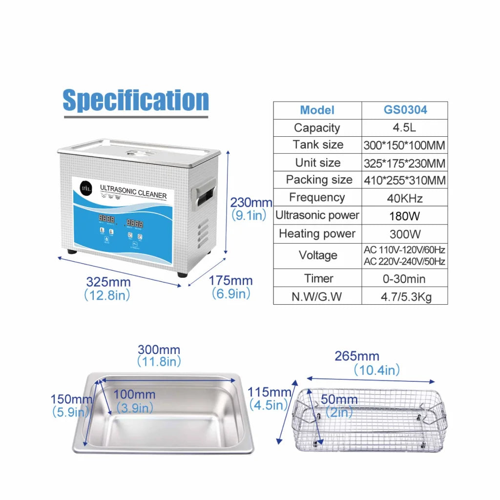 Digital Ultrasonic Cleaner 4.5L Ultra Sonic Bath Jewellery