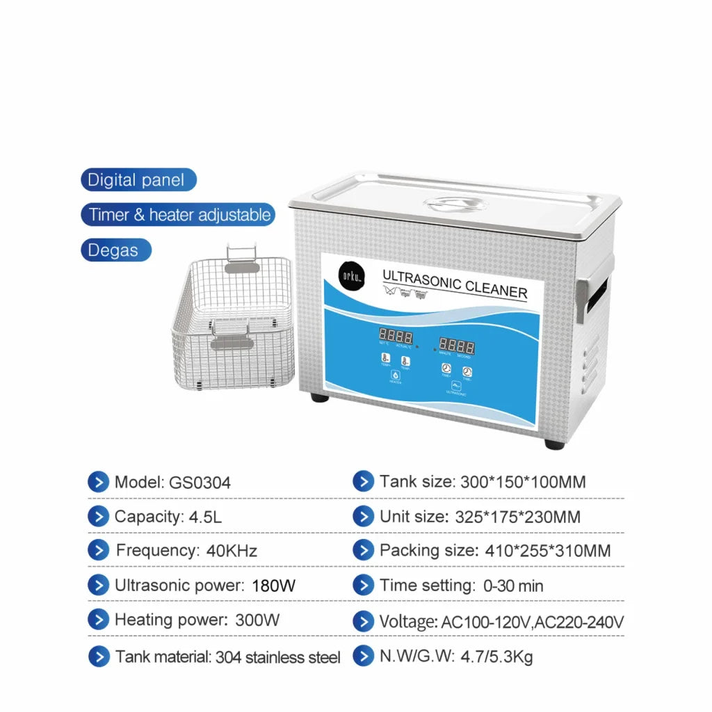 Digital Ultrasonic Cleaner 4.5L Ultra Sonic Bath Jewellery
