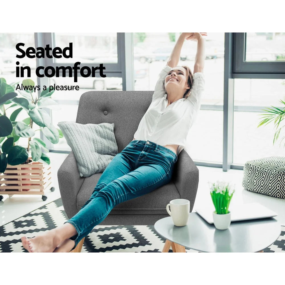 Dining Armchair Fabric - Grey - Living Room