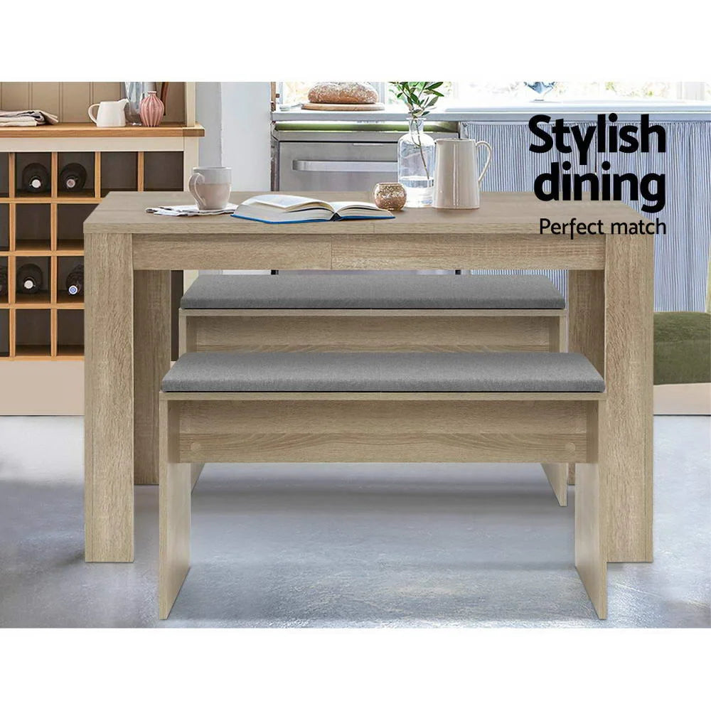 Dining bench natu with clean finish and fitted components