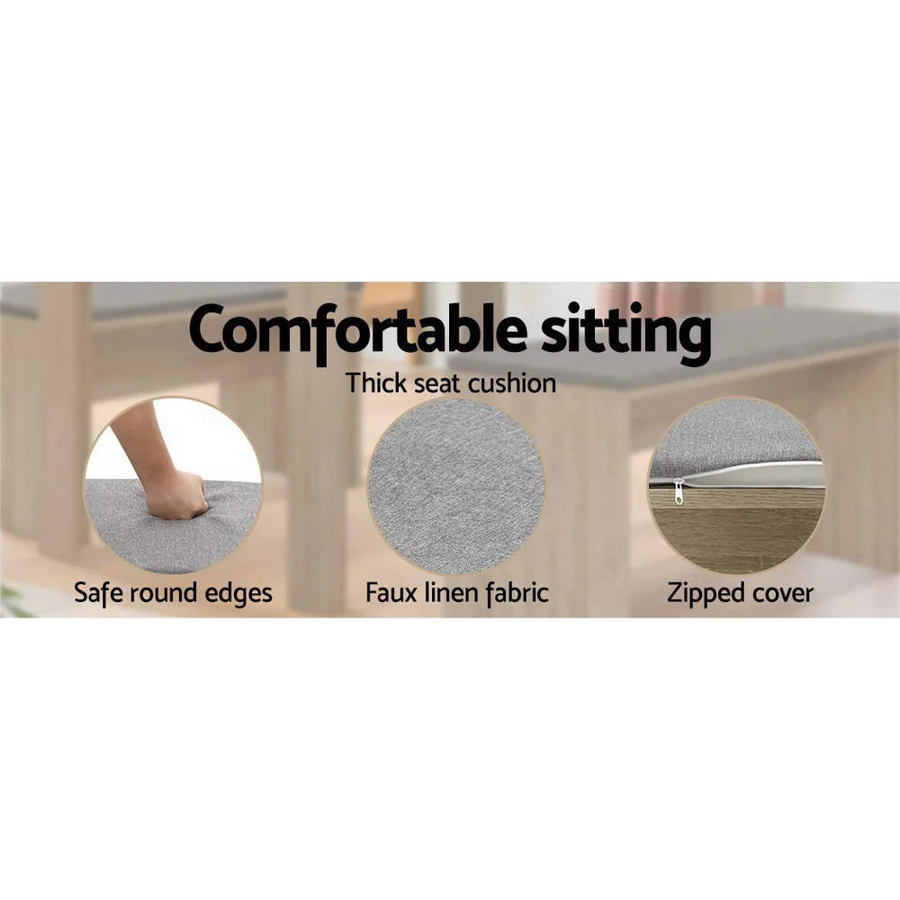 90cm dining bench natu with fitted edges and product hardware