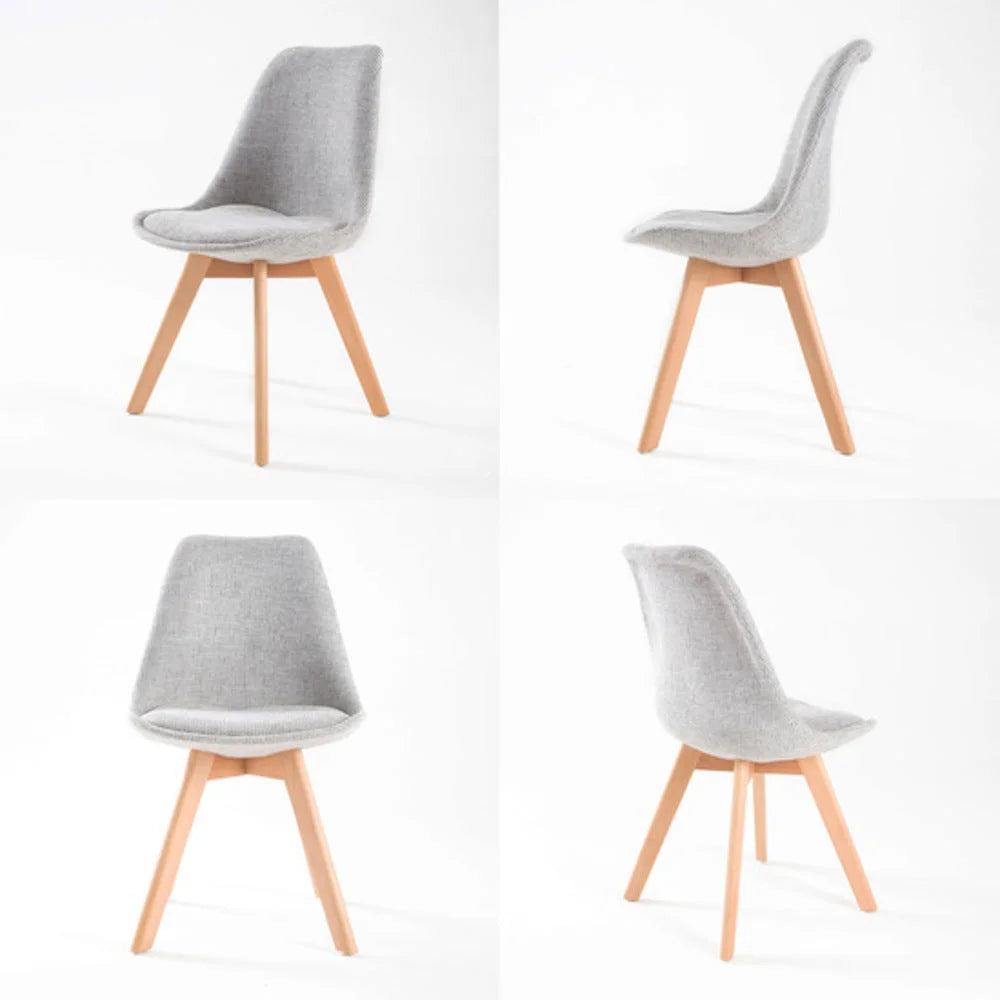 Dining Cafe Chair Set of 4 Grey Retro Padded Seat - La Bella