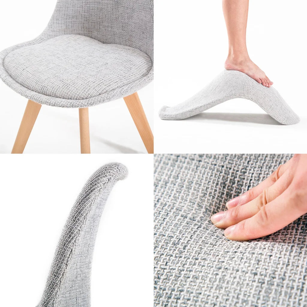 Dining Cafe Chair Set of 4 Grey Retro Padded Seat - La Bella