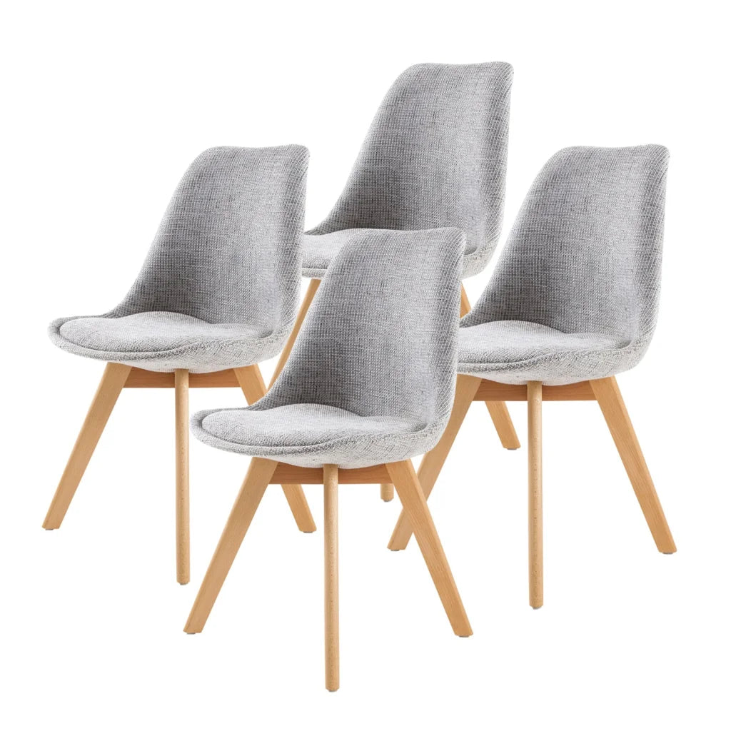 Dining Cafe Chair Set of 4 Grey Retro Padded Seat - La Bella