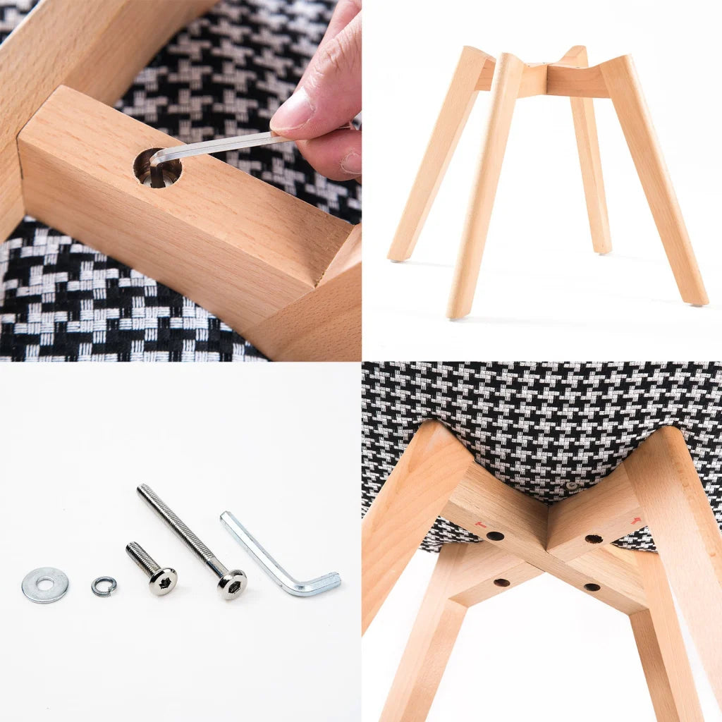 Dining Cafe Chair Set of 4 Multi-Color Retro Padded Seat