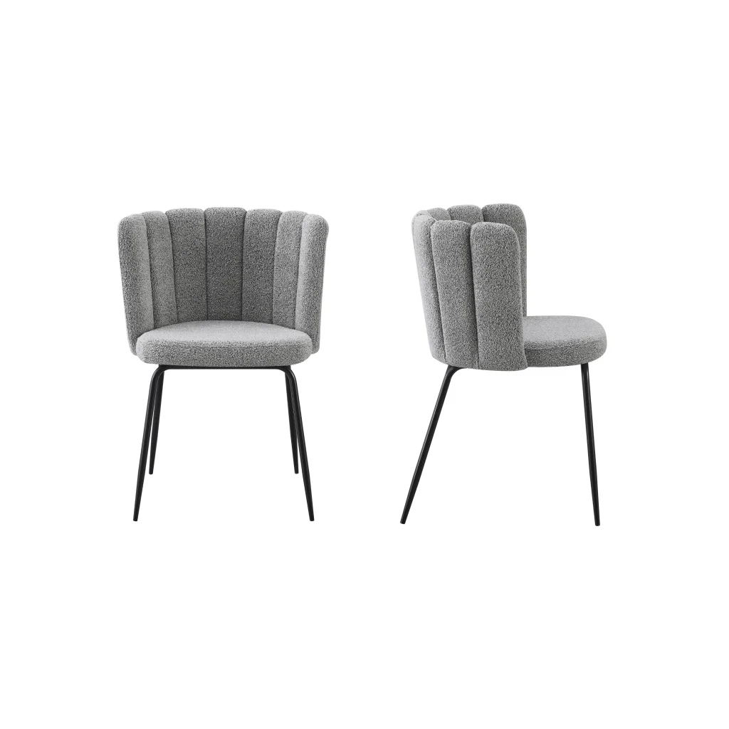 Dining Chair Amelia Boucle Grey - Set of 2 - Furniture
