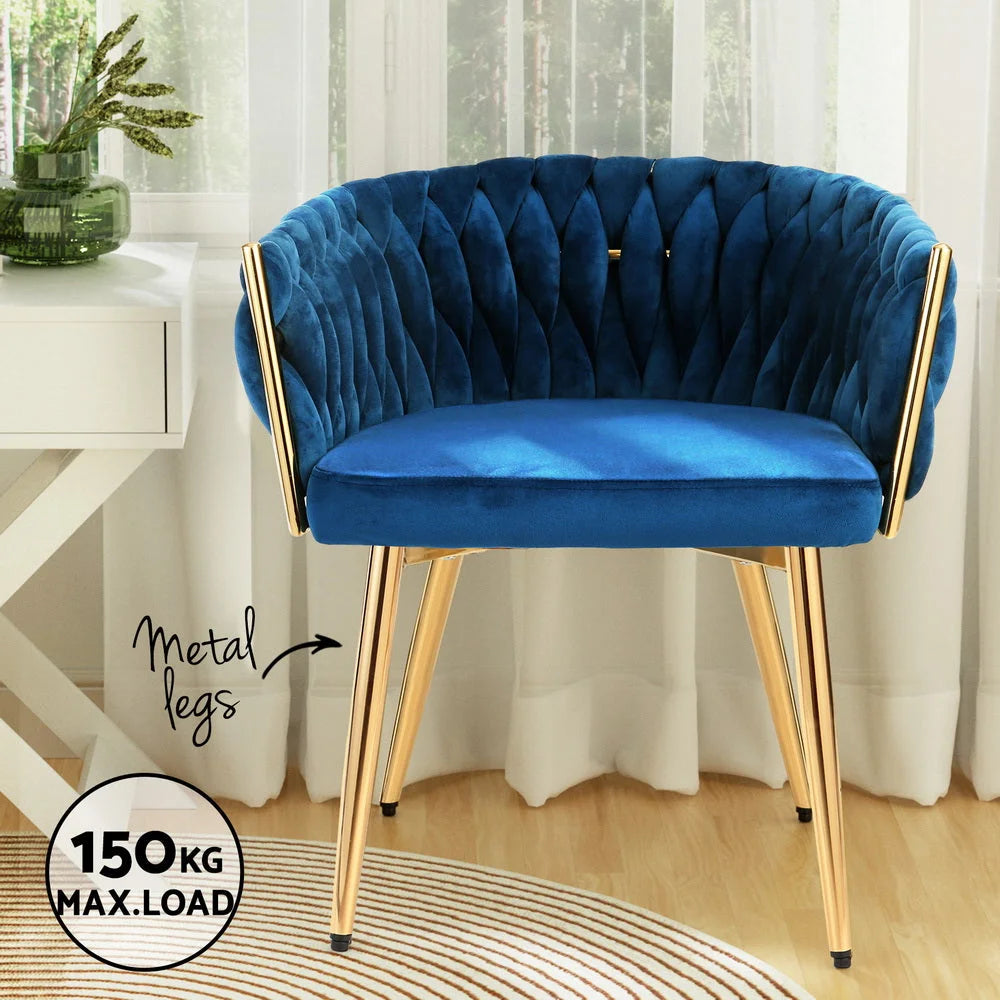 Dining Chair Cafe Chair Velvet Upholstered Woven Back