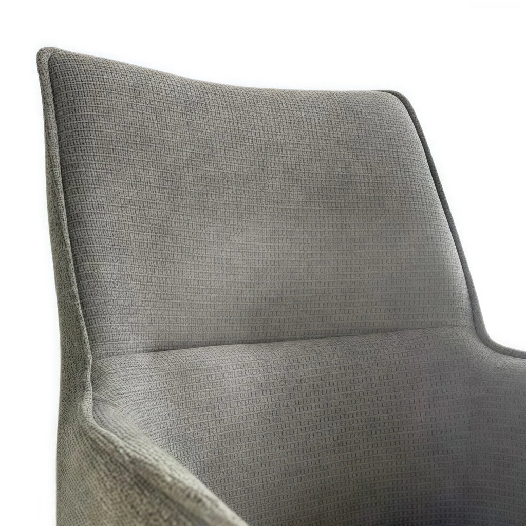 Dining Chair Green Linen Fabric Upholstered Seat Powder