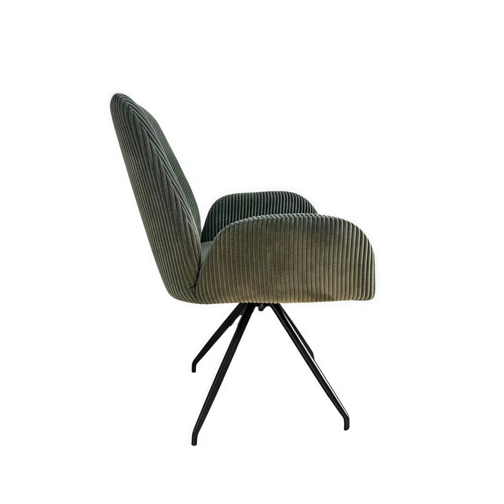 Dining Chair Linen Fabric Upholstered Seat Powder Coated