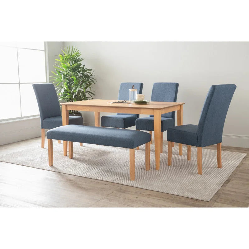 Dining Chair Mesi - Set of 2 - Natural Legs Blue Challis
