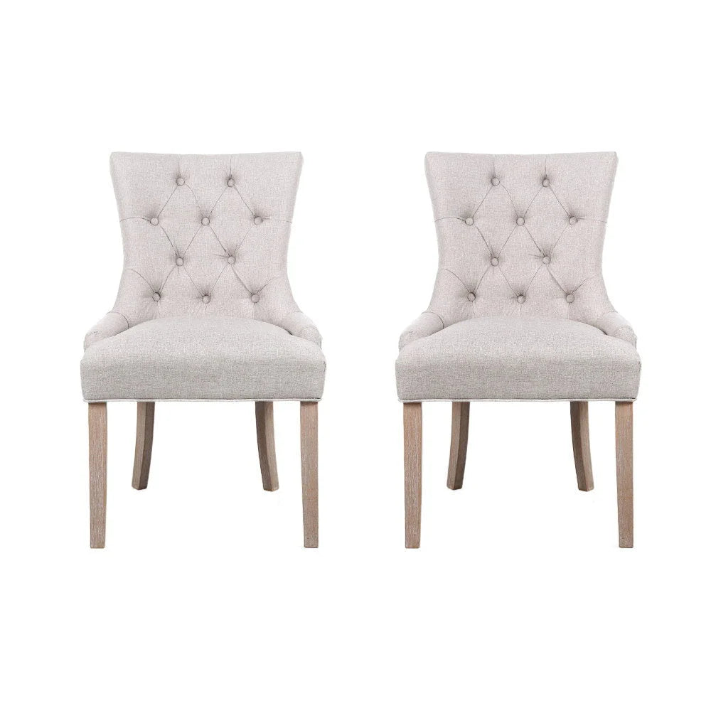 Dining Chair Set of 2 Beige CAYES French Provincial Chairs