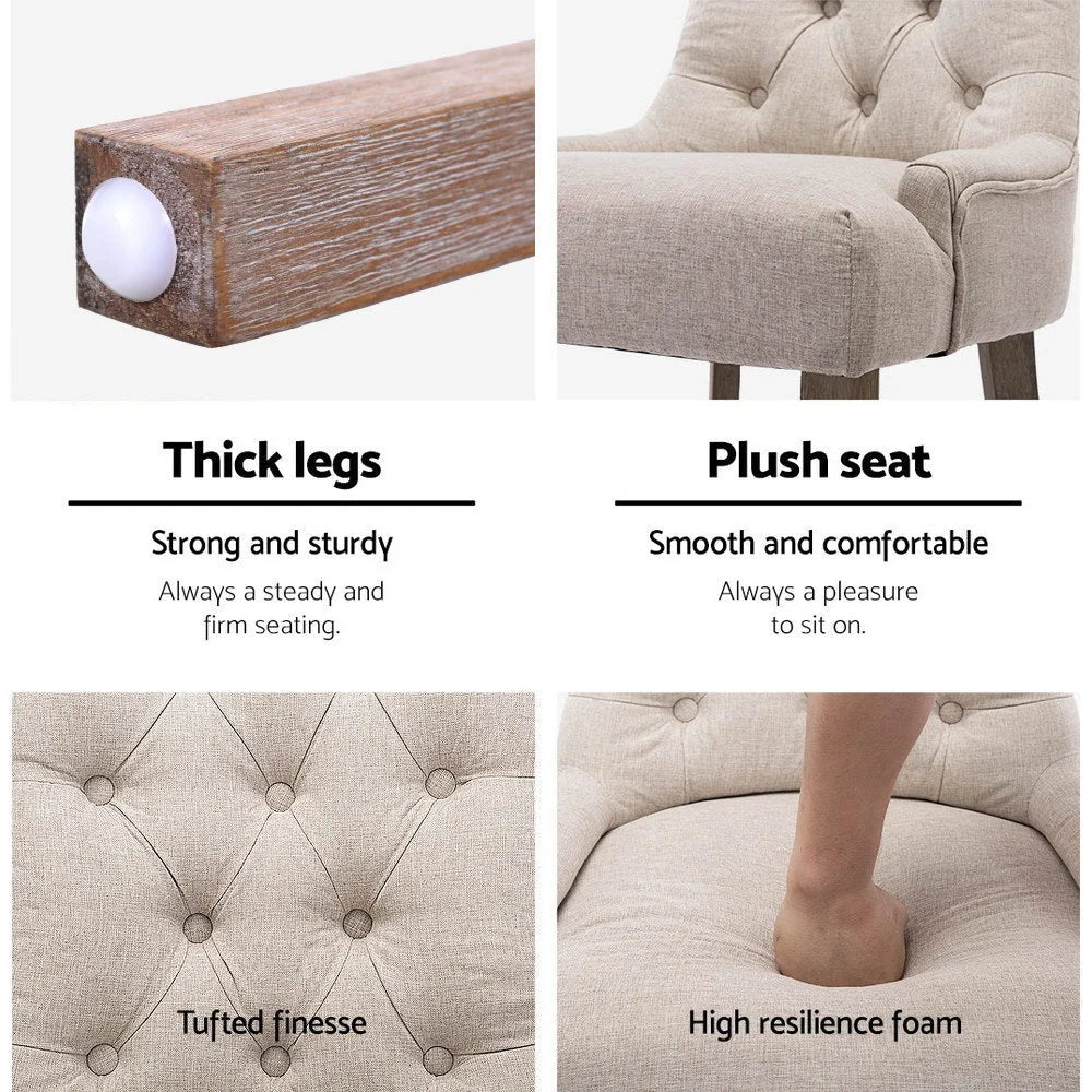 Dining Chair Set of 2 Beige CAYES French Provincial Chairs