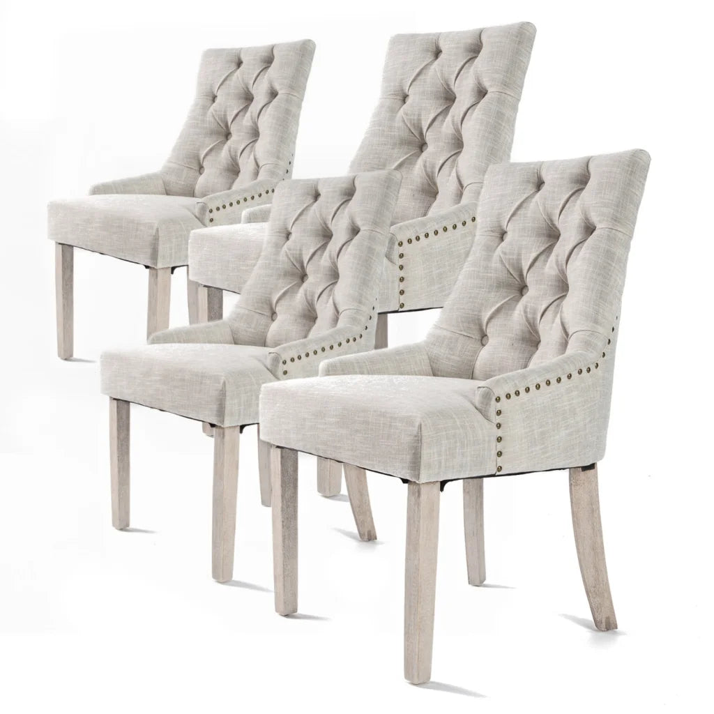 Set of four cream dining chairs