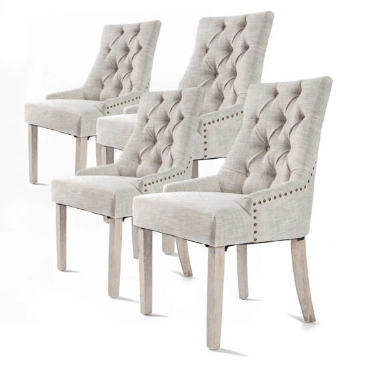 Dining Chair Set of 4 Cream French Provincial Amour Oak Leg