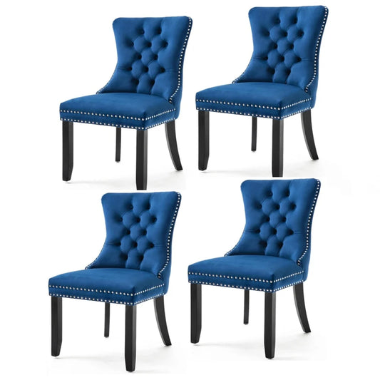 Dining Chairs 4x Velvet Upholstered Tufted Kitchen Chair