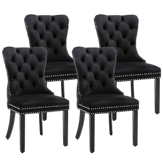 Dining Chairs 4x Velvet Upholstered Tufted Kitchen Chair